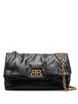 Balenciaga Borsa a spalla Monaco media con catena - Nero