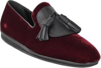 Ferragamo Mens Dark Red Finnegan Velvet Tassel Loafer (10.5 M)