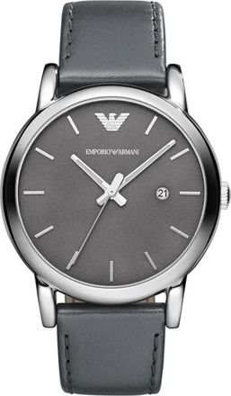 Emporio Armani Luigi Horloge - Heren - Horloges - Grijs - ONE Size - Leer - Accessoires
