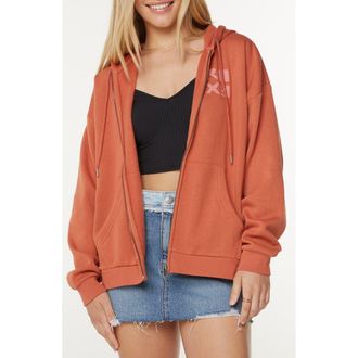 Roxy Evening Lineup Fleece Full Zip Graphic Hoodie in Aragon Wave Cuts at Nordstrom, Size Xx-Large