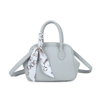 Generic Womens Handbag with Scarf, Structured Dome Shape, Top Handle, Crossbody Strap (Grey)