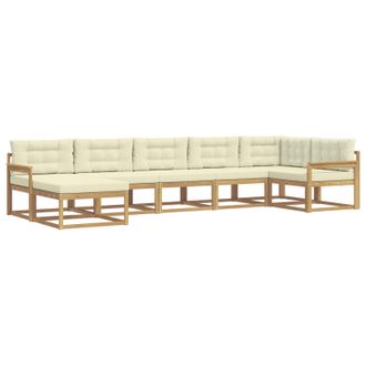 vidaXL Conjunto De Sof&aacute;s De Exterior Con Coj&iacute;n 7 Pcs Blanco Y Crema Vidaxl