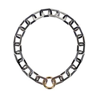 Liviana Conti Necklaces, female, Gray, Size: ONE SIZE Metal Choker Necklace with Round Clasp