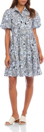 Karen Kane Tiered Puff Sleeve Shirtdress in Paisley at Nordstrom, Size X-Small P