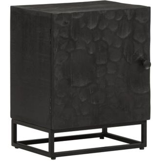 vidaXL Vidaxl - Comodino Nero 40x30x50 cm in Legno Massello di Mango e Ferro