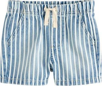 Next Kids Stripe Cotton Denim Drawstring Shorts in Multi at Nordstrom, Size 18-24M