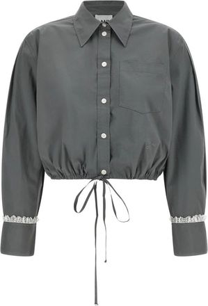 Ganni Dames, Blouses & Shirts, Grijs, Maat: S Katoen