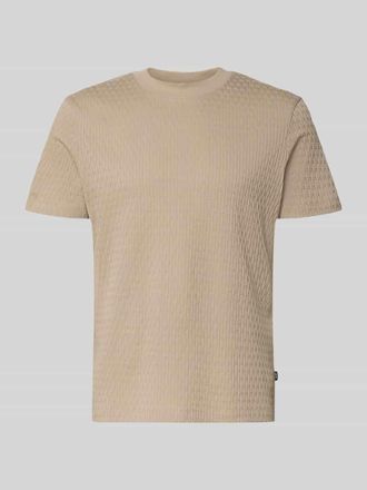 Joop T-Shirt mit Strukturmuster Modell Raulos in Beige, Gr&ouml;&szlig;e XXL