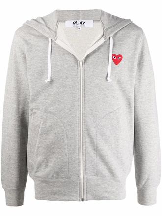 Comme Des Gar&ccedil;ons Hoodie met hartlogo en rits - Grijs