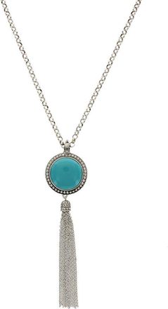 Olivia Welles Corina Pendant Necklace in Burnished Silver /Turquoise at Nordstrom Rack