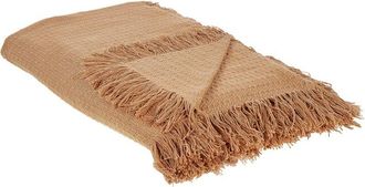 Beliani Beliani - Copriletto decorativo con frange in cotone 150 x 200 cm Marrone Yerbent