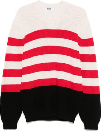 Msgm Stripe Ribbed Knit Sweater
