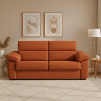 Dmora Sof&aacute; Fijo 3 Plazas Giffone, Desenfundable, Lavable, Hecho En Italia, Con Reposabrazos, 225x95 Cm Naranja