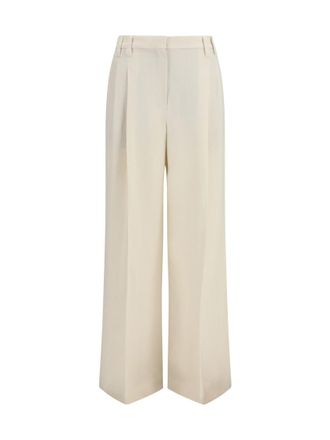 Brunello Cucinelli Beige Regular Pleated Pants