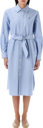 Ralph Lauren Light Blue Polo Pony-embroidered Midi Dress