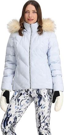 Obermeyer Bombshell Jacket Womens Coat Blue Ice : 14, Polyester/Faux Fur/Satin