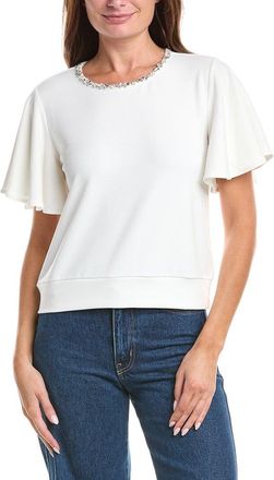 Gracia Crystal Embroidered Crewneck Top