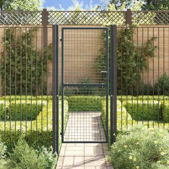Berkfield Home Mesh Garden Gate Galvanised Steel 100x250 cm Grey in Dark Grey
