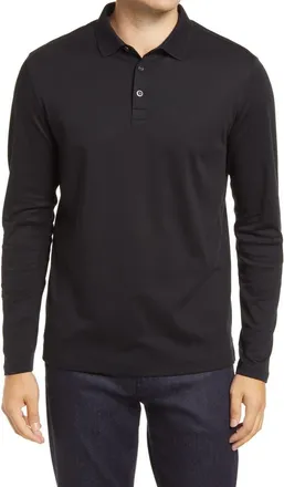 Robert Barakett Georgia Long Sleeve Polo in Black at Nordstrom, Size Xx-Large