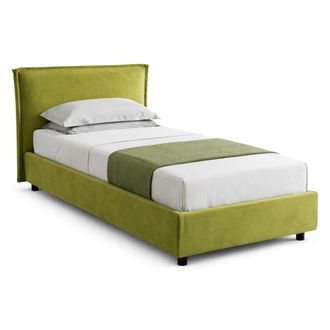 Dmora Cama Individual Atrelmo, Colch&oacute;n Incluido, Desenfundable Hecho En Italia, Con Almacenamiento, Verde