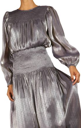 Ciao Lucia Gaetano Long Sleeve Dress In Metallic Oyster