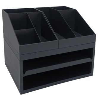 Hhg Organizador De Escritorio Hhg-815, Sistema De Organizaci&oacute;n De 3 Piezas: Caj&oacute;n, Bandeja De Escritorio Y Portal&aacute;pices, 29 X 35 X 26 Cm, Negro