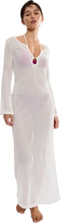 Triumph Strandkleid TRIUMPH Beach MyWear Crochet Long Dress LSL, Damen, Gr. 36, N-Gr, silk wei&szlig;, Strick, Obermaterial: 95% Polyester, 5% Elasthan, Kleider Str