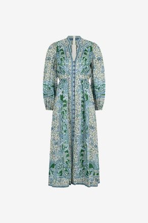 Zimmermann Midikleid aus Leinen mit Paisleyprint Ottie Plunge
