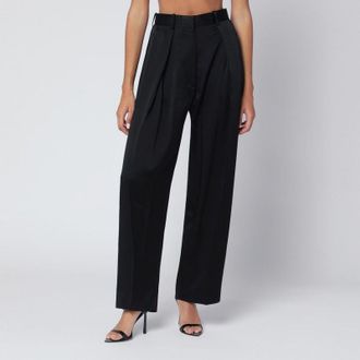 Victoria Beckham Womens Black Pleated Trousers In Crepe Satin - Size EU 34 (Womens)
