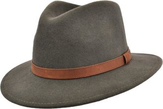 Maz Accessoires Quality Hand Made Fedora Trilby Hat with Leather Type Band 100% Wool (XLarge(61), Dark Green)