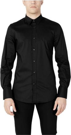 Antony Morato Zwarte Slim Fit Overhemd met Lange Mouwen - Heren - Casual Overhemden - Zwart - S - Katoen - Overhemden