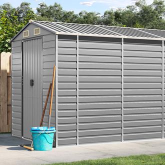vidaXL Cobertizo De Jard&iacute;n Acero Galvanizado Gris Claro 191x470x198 Cm Vidaxl