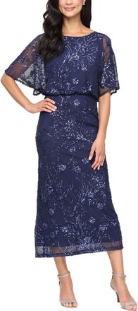 S.L. Fashions Sequin Blouson Bodice Gown in Navy at Nordstrom, Size 10P