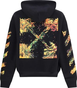 Off-white Mens Spray Arrow Hoodie Black Cotton Sweatshirts Sweater