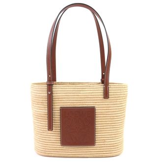 Loewe Brown Raffia Leather Basket Tote Bag (Pre-Owned)
