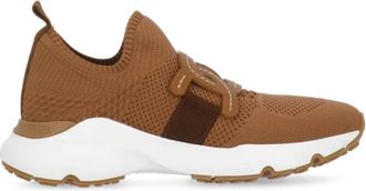 Tod's Bruine Sneakers met Leren Kettingdetail - Dames - Sneakers - Bruin - 36 EU - Schoenen