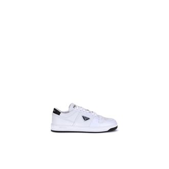 Prada Sneakers, male, White, Size: 9 US Enameled Logo Leather Sneakers