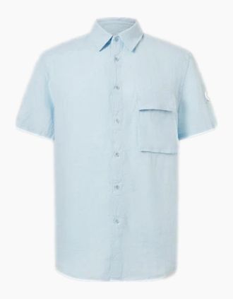 Belstaff Mens Belstaff SS Scale Shirt S1-26 Sky Blue - Size: 44/Regular