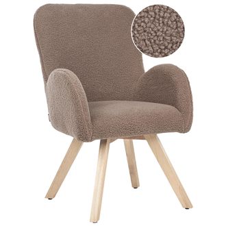 Beliani Beliani - Sill&oacute;n Moderno Patas De Madera Marr&oacute;n Agradable Boucl&eacute; Tapicer&iacute;a Reposabrazos Patr&oacute;n Liso Bjarn