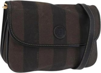 Fendi Pre-owned Vintage Pequin Shoulder Bag - Dames - Vintage Schoudertas - Bruin - ONE Size - Leer - Vintage