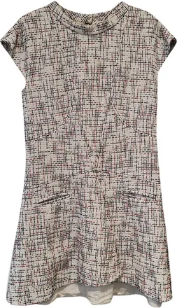 Chanel White Checked Tweed Dress Size M