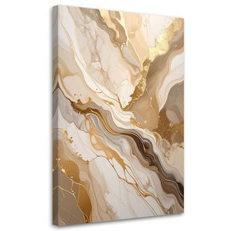 Feeby Cuadro Sobre Lienzo Abstracci&oacute;n Glamour En Tonos Beige Y Dorado 70x100