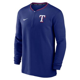 Nike Texas Rangers Authentic Collection Nike Mens Dri-FIT MLB 1/2-Zip Long-Sleeve Top in Blue | 014G198NTER-2G4