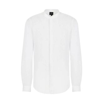 A|X Armani Exchange Wit Overhemd Elegant Modern Must-Have - Heren - Casual Overhemden - Wit - 2XL - Linnen - Overhemden