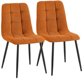 Clp Set De 2 Sillas De Comedor Antibes De Pana Naranja