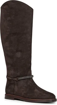 Brunello Cucinelli Womens Boots Pepper Suede Grey Cotton