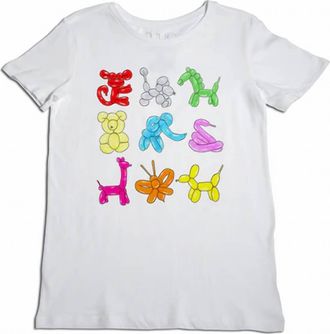 Unfortunate Portrait Womens Balloon Animals Boyfriend Tee In White