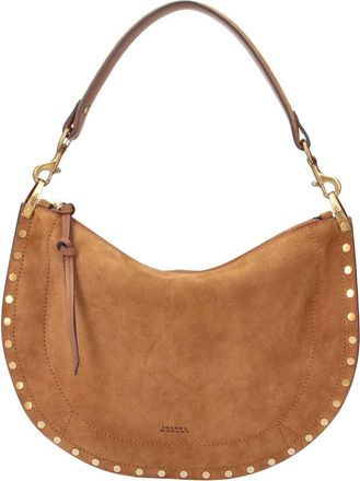 Isabel Marant Crescent-Shaped Gold Studs Suede Shoulder Bag
