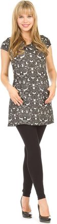 Papillon Deco Print Drape Collar Sweater Dress In Black