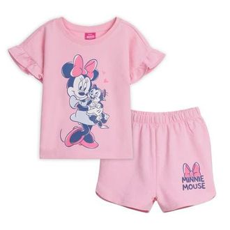 Disney Wash T-Shirt & Shorts Set in Minnie Mouse Pink at Nordstrom, Size 10-12
